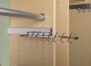 empty tie rack in a custom closet